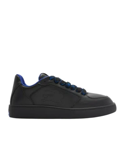 Burberry Terrace Leather Sneakers In Black