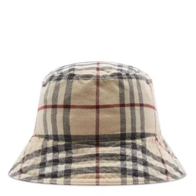 Burberry Stone Check Cotton Twill Woven Bucket Hat