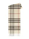 Burberry Stone Check Pattern Fringed Edge Rectangular Shape Logo Patch To The Front Brushed Finish In Brown