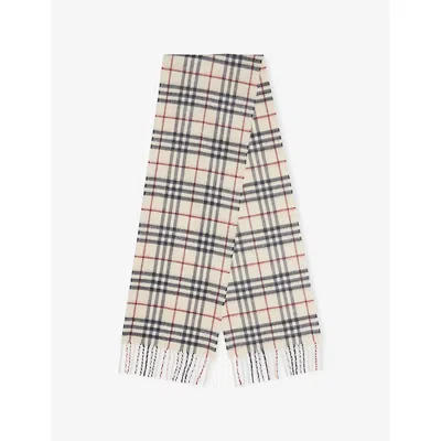 Burberry Kids' Stone Ip Chk B B Vtg Chk Cash Scarf In Neutral