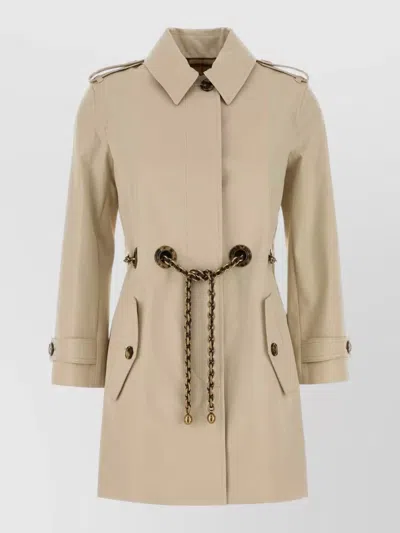 Burberry Stonehaven Trench Coat Belted Waist Pockets In Multi