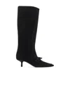 Burberry Suede Leather Boots In Black