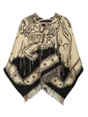 Burberry Stormy Knight Cape In Wool Scarves And Foulards Beige In Multi