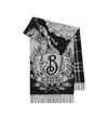 Burberry Wide Reversible Stormy Knight Scarf In Black