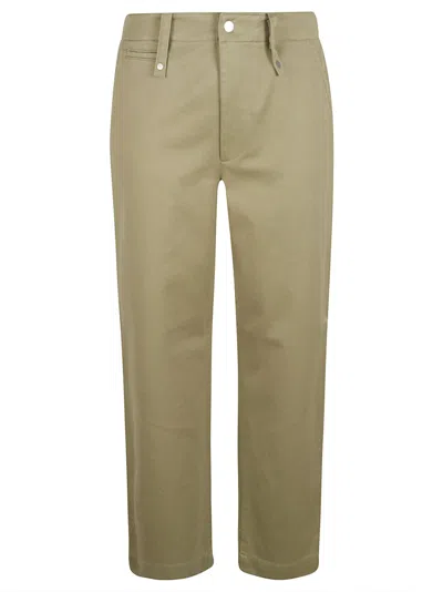 Burberry Straight Buttoned Trousers In Hunter