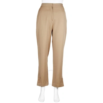 Burberry Straight Fit Wool Blend Tailored Trousers In Camel