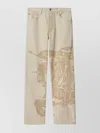Burberry Straight Graphic Print Trousers With Rivet Detailing