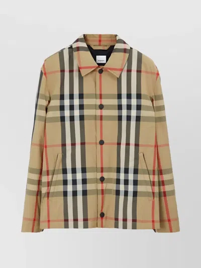 Burberry Check-pattern Shirt Jacket In Neutrals