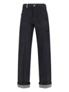 Burberry Cotton Blend Trouser With Metal Belt Loop In Blue