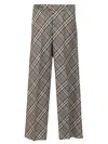 Burberry Straight Leg Check Wool Trousers In Grey