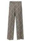 Burberry Straight Leg Check Wool Trousers