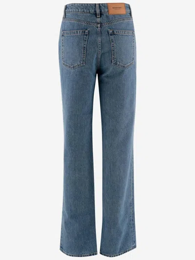 Burberry Straight Leg Cotton Jeans In Blue