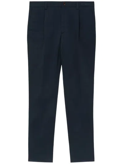 Burberry Straight-leg Cotton Tailored Trousers In Blue