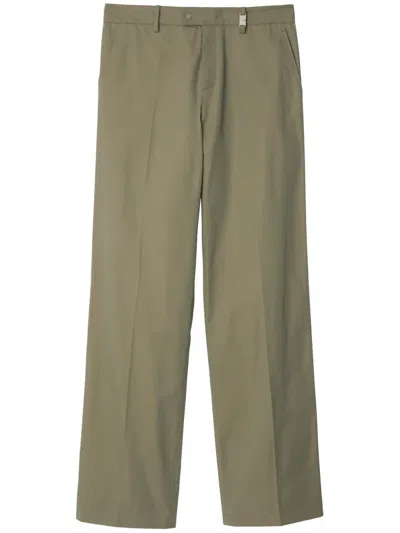 Burberry Straight-leg Cotton Trousers In Green
