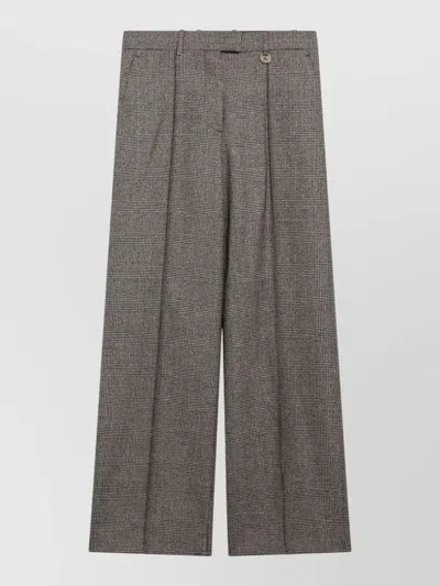 Burberry Straight Leg High Waist Tailored Trousers In Gray