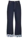 Burberry Cotton Jeans With Floral Print In Blue