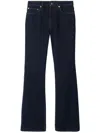 Burberry Straight Leg Trousers Contrast Stitching In Blue