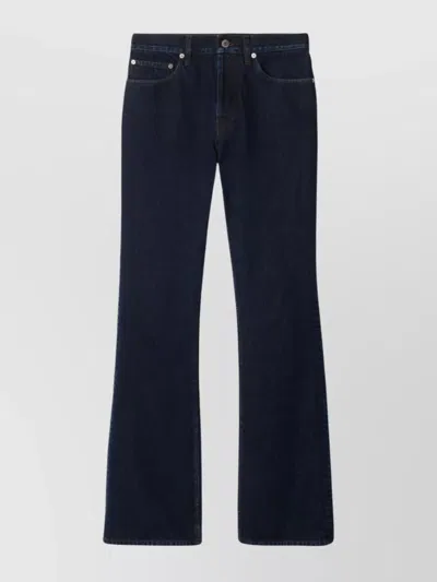 Burberry Straight Leg Trousers Contrast Stitching In Blue