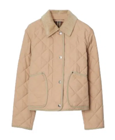 Burberry Lanford Short Quilted Nylon Jacket In Beige