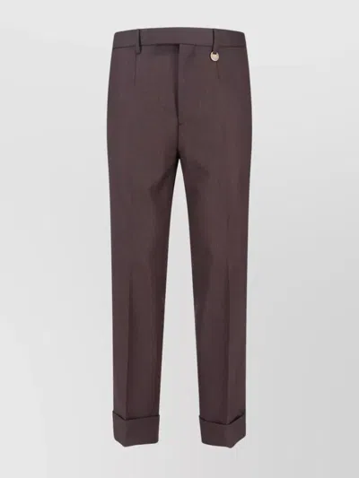 Burberry Straight Trousers With Cuffed Hem And Pockets In Brown