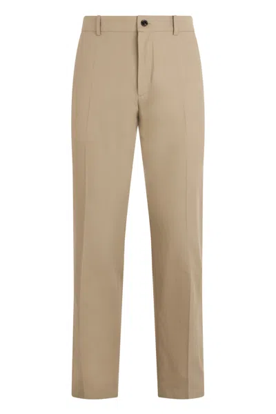 Burberry Straight-cut Cotton Trousers For Men In Brown