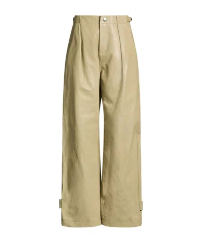 Burberry Straight-leg Leather Trousers In Green
