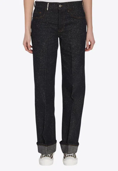 Burberry Straight-leg Logo Jeans In Black
