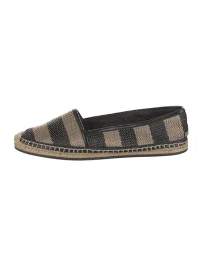 Pre-owned Burberry Straw Striped Espadrilles In Neutral