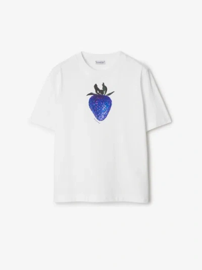 Burberry Strawberry Cotton T-shirt In White