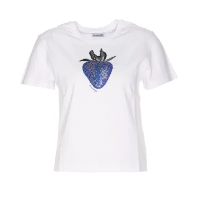 Burberry Strawberry Embellished Crewneck T In White