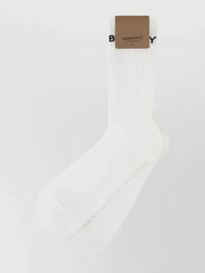 Burberry Stretch Cotton Blend Socks In White