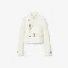 Burberry Stretch Cotton Blend Tailored Jacket In Off White