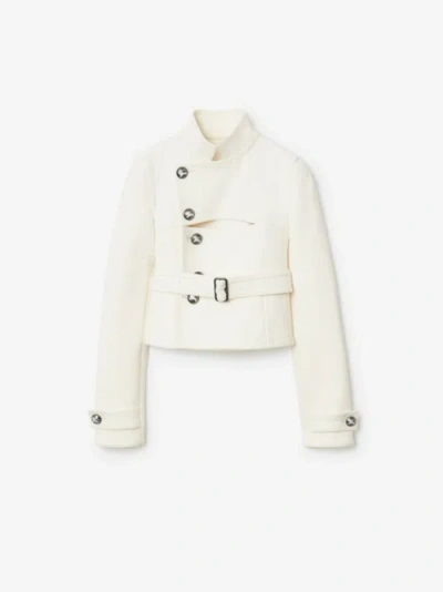 Burberry Stretch Cotton Blend Tailored Jacket In Off White