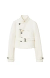 Burberry Stretch Cotton Blend Tailored Jacket In Off White