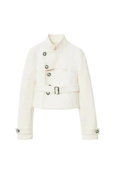 Burberry Stretch Cotton Blend Tailored Jacket In Off White