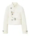 Burberry Stretch Cotton Blend Tailored Jacket In Off White