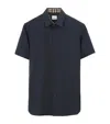 Burberry Stretch-cotton Ekd-embroidered Slim Shirt In Blue