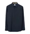 Burberry Logo-embroidered Long-sleeved Shirt In Navy