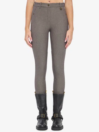 Burberry Stretch Cotton Jodhpur Trousers In Gray