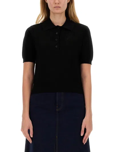 Burberry Stretch Cotton Polo Shirt In Black