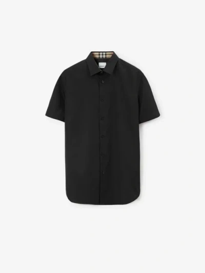 Burberry Stretch Cotton Shirt In Black