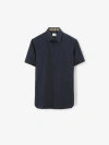 Burberry Stretch-cotton Ekd-embroidered Slim Shirt In Navy