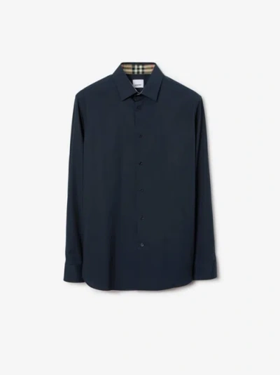 Burberry Slim Fit Stretch Cotton Shirt In Navy
