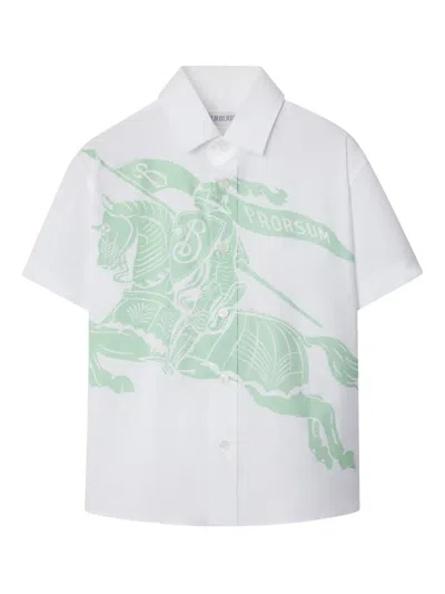 Burberry Kids' Stretch Cotton Shirt In White
