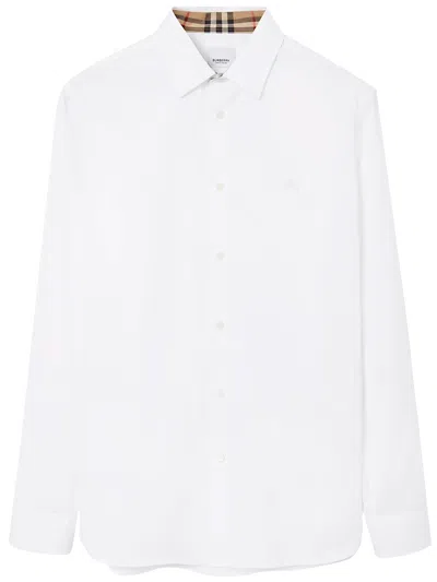 Burberry Logo Cotton Shirt In White