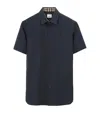 Burberry Stretch-cotton Ekd-embroidered Slim Shirt In Blue
