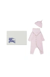 Burberry Kids'  Stretch Cotton Three-piece Baby Gift Set In Lotus