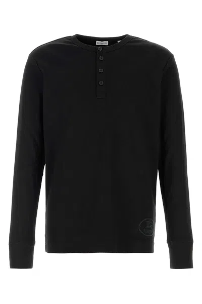 Burberry Logo-embroidered Ribbed Cotton-blend Jersey T-shirt In Black