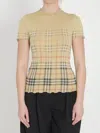 Burberry Womens Sand Ip Check Gradient-check Stretch-cotton Top In Nude