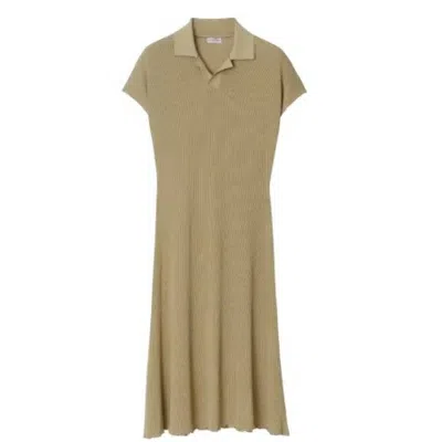 Burberry Stretch Design Polo Collar Dress In Green